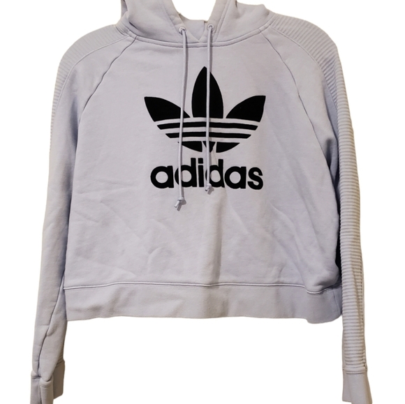 Adidas Cropped Hoodie Ribbed Sleeves - Picture 5 of 9